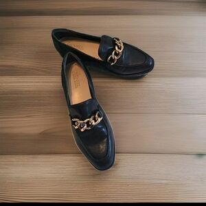 Michael Shannon Black Loafers with Gold Chain